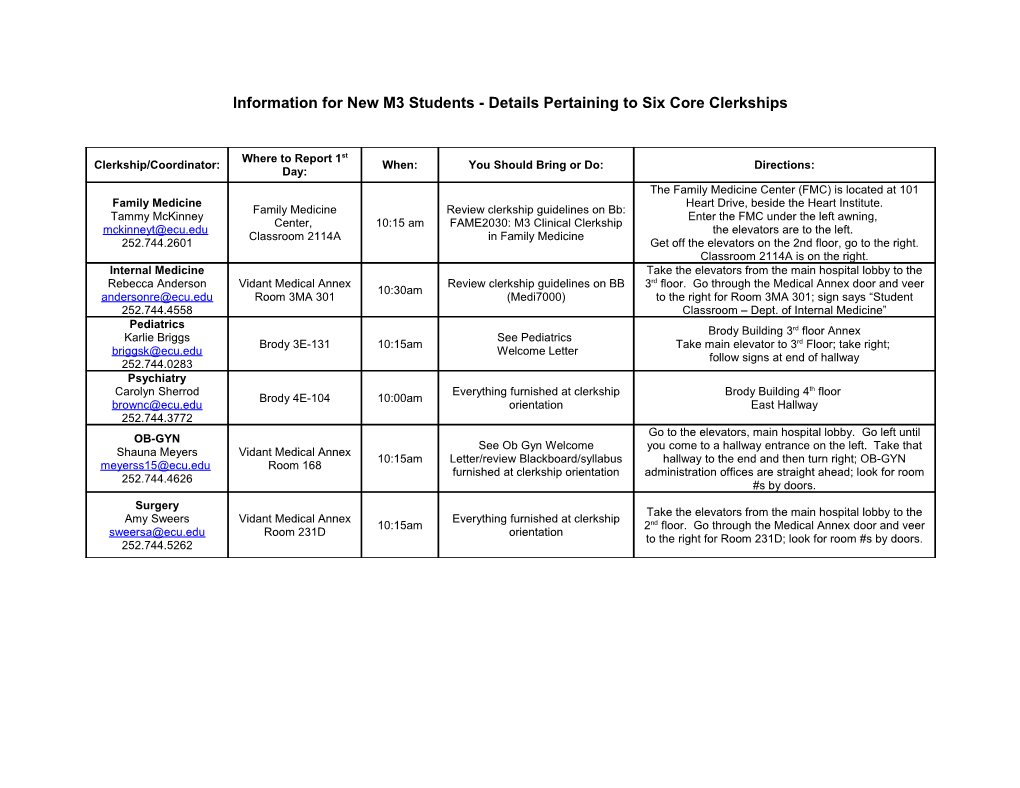 Information for New M3 Students