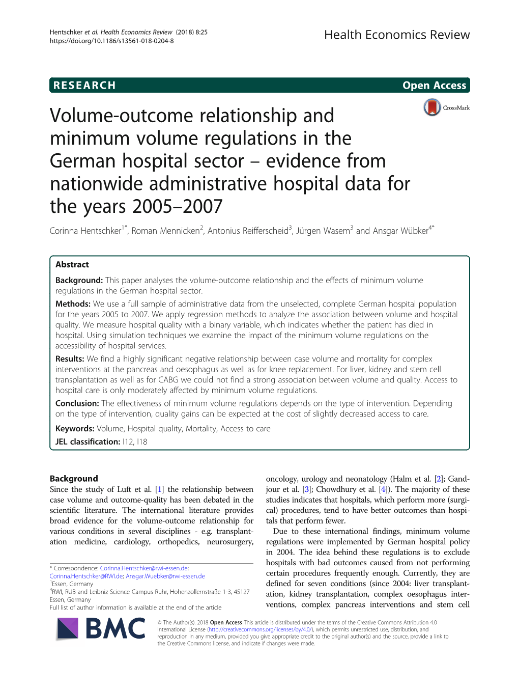 Volume-Outcome Relationship and Minimum Volume Regulations in The