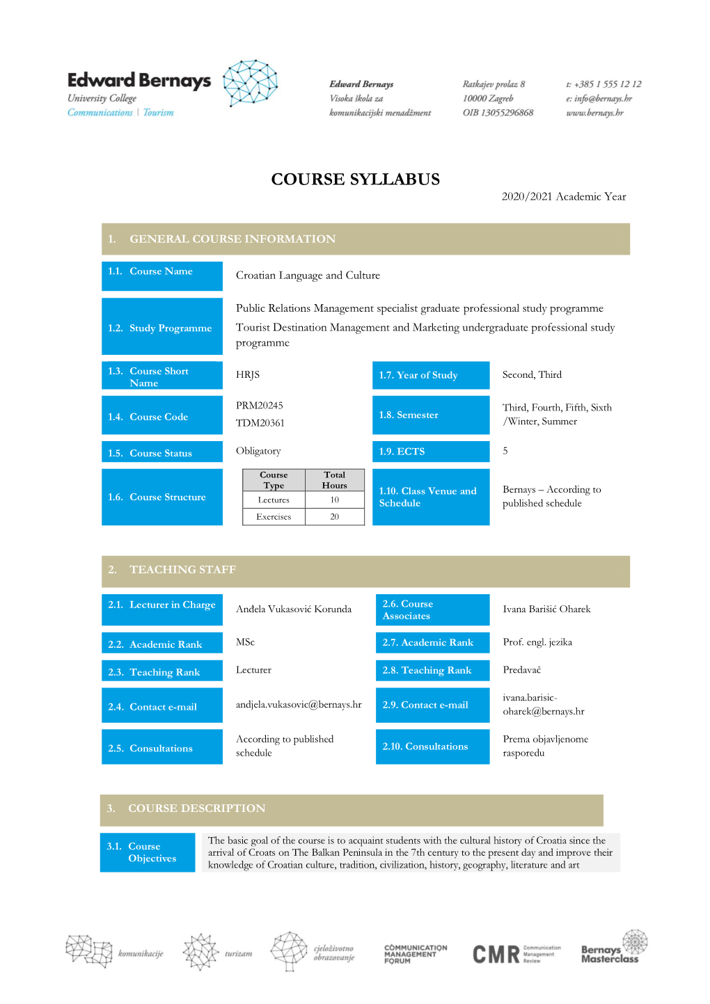 COURSE SYLLABUS 2020/2021 Academic Year