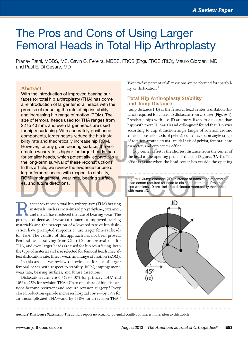 The Pros and Cons of Using Larger Femoral Heads in Total Hip Arthroplasty