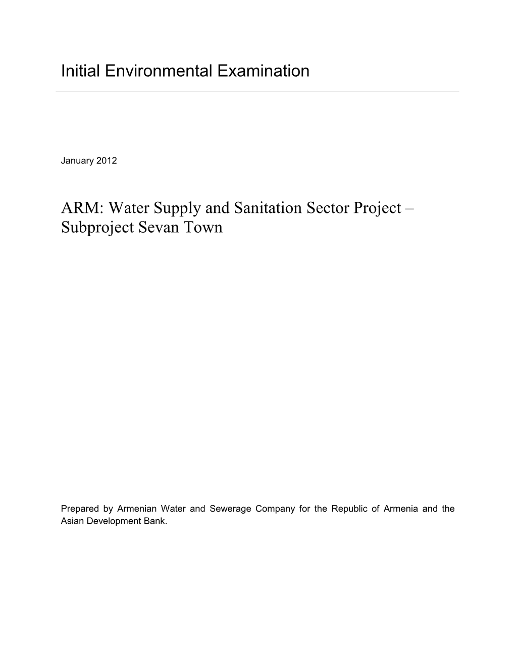 Armenian Water and Sewerage Company for the Republic of Armenia and the Asian Development Bank