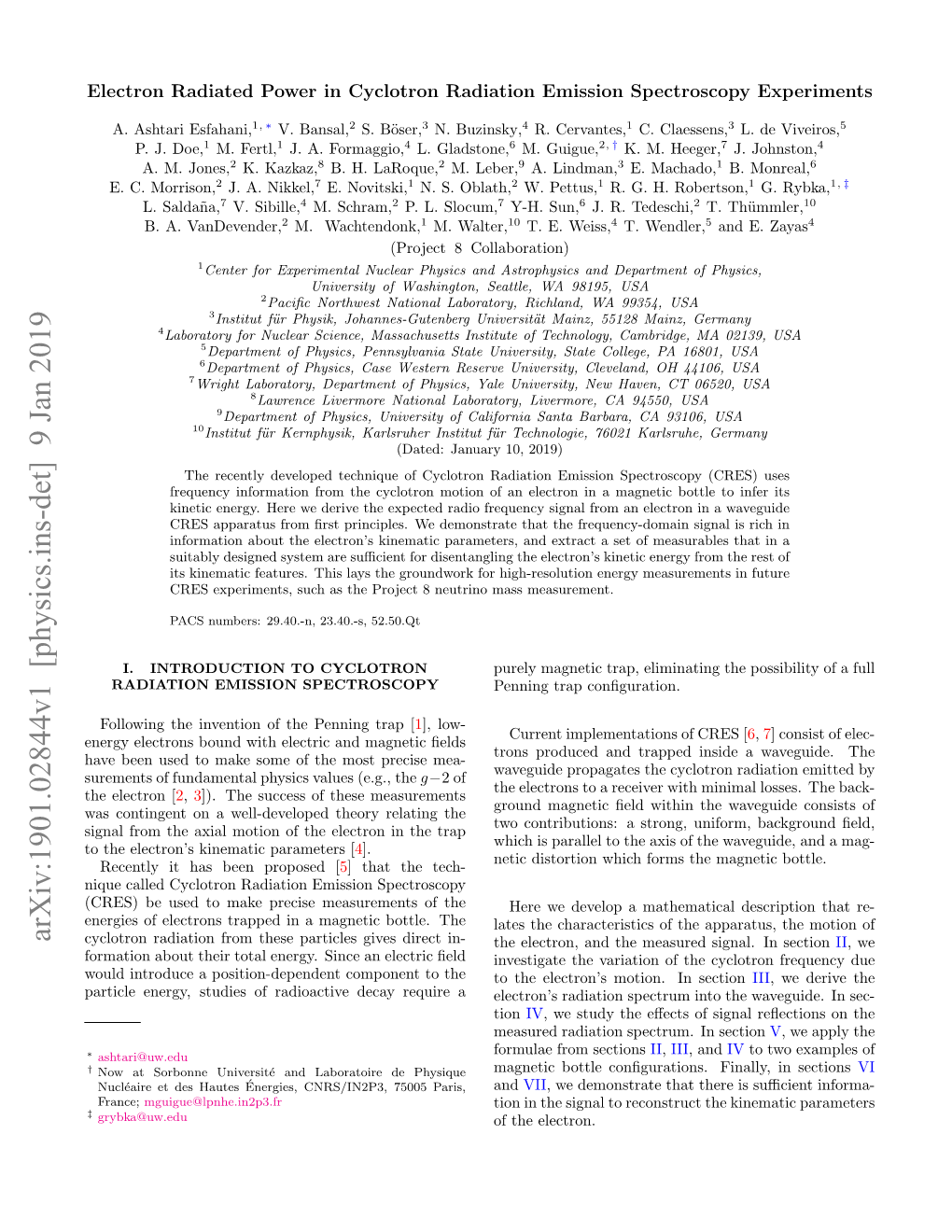 Electron Radiated Power in Cyclotron Radiation Emission Spectroscopy Experiments