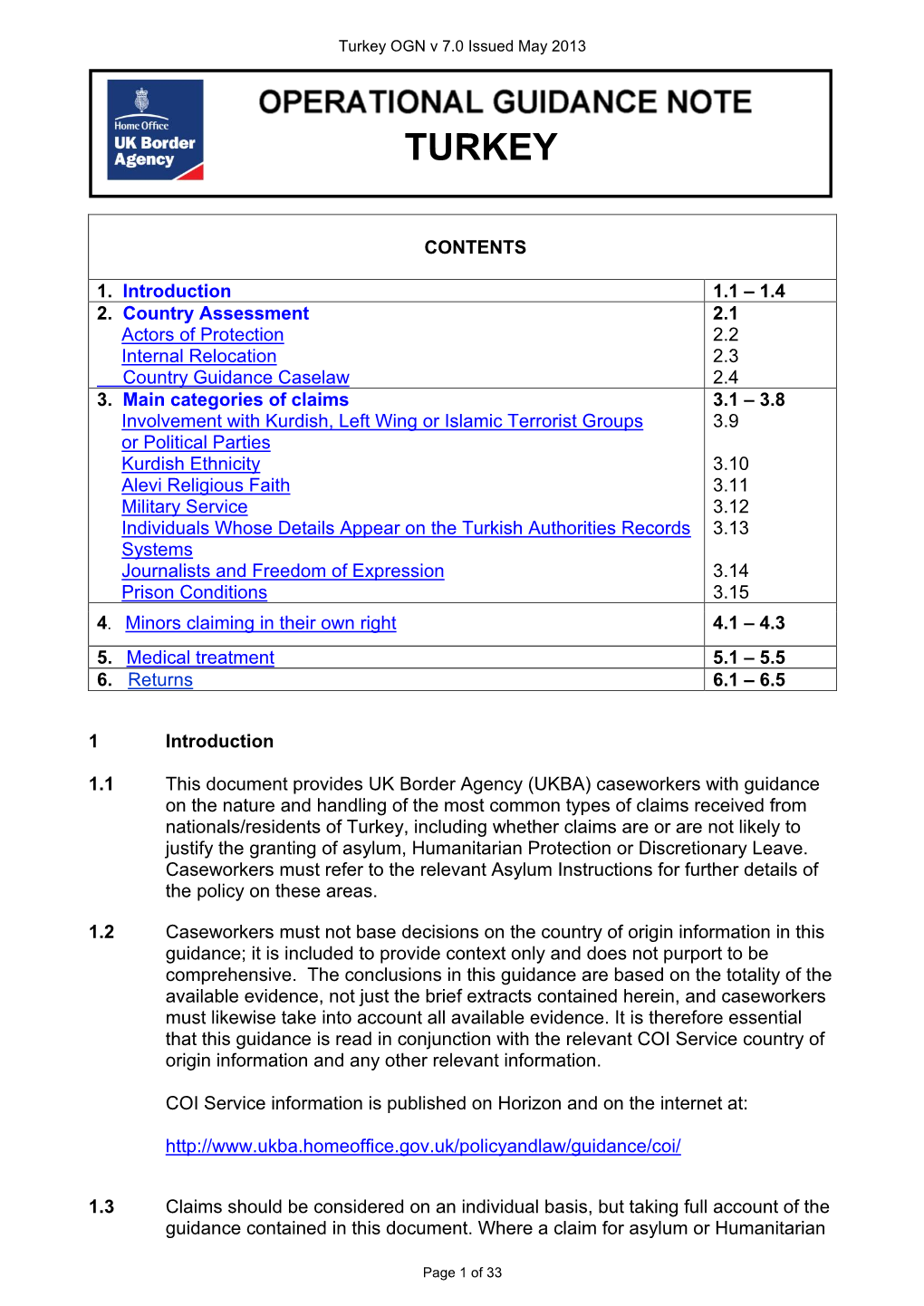 Turkey OGN V 7.0 Issued May 2013