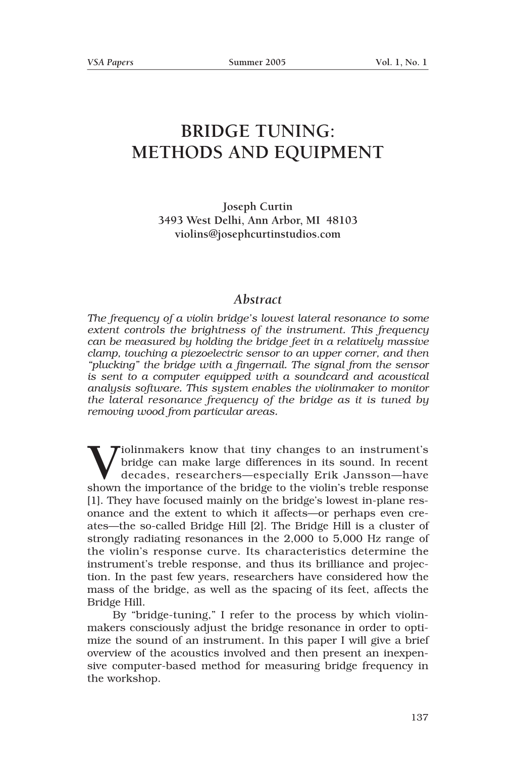 Bridge Tuning: Methods and Equipment