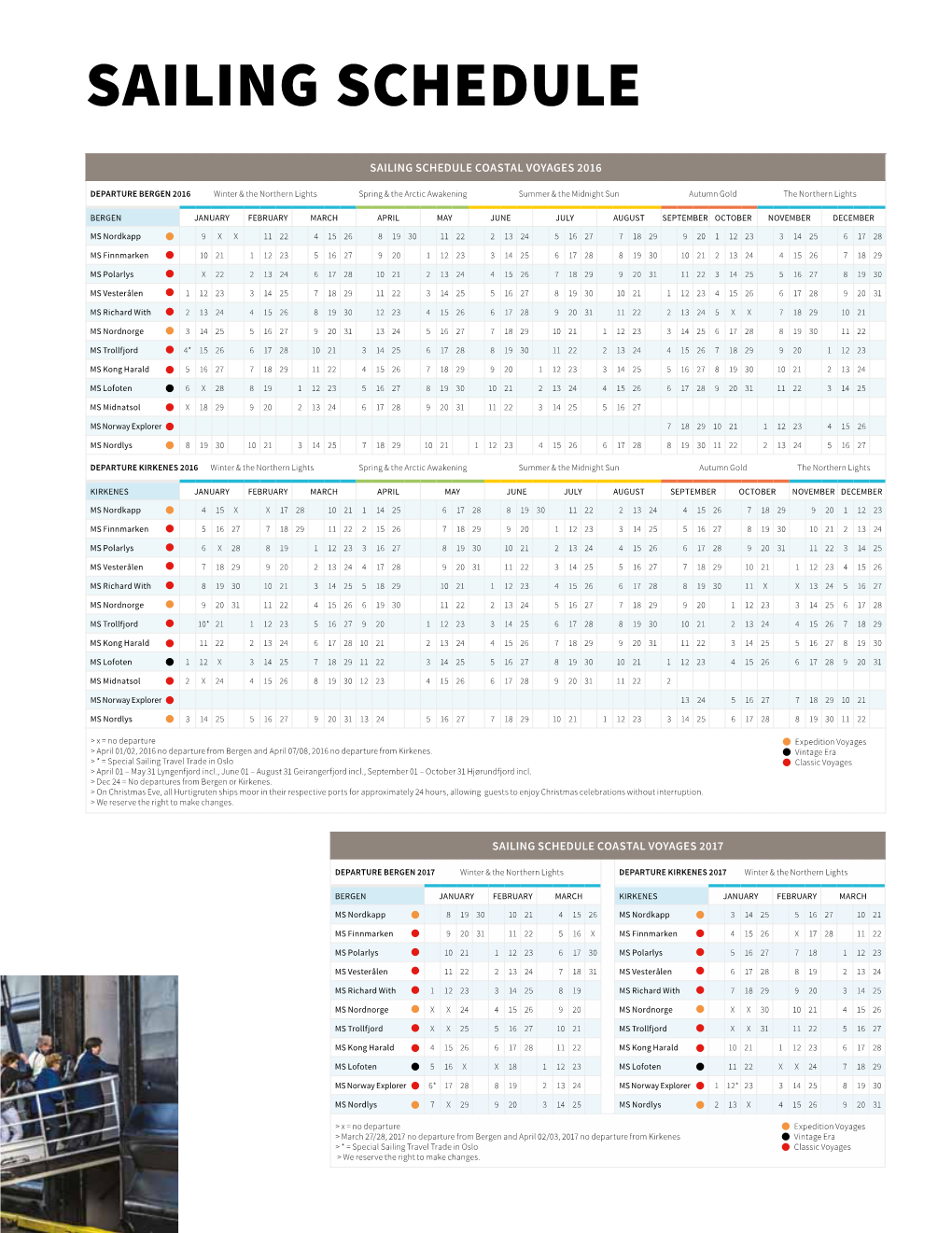 Sailing Schedule