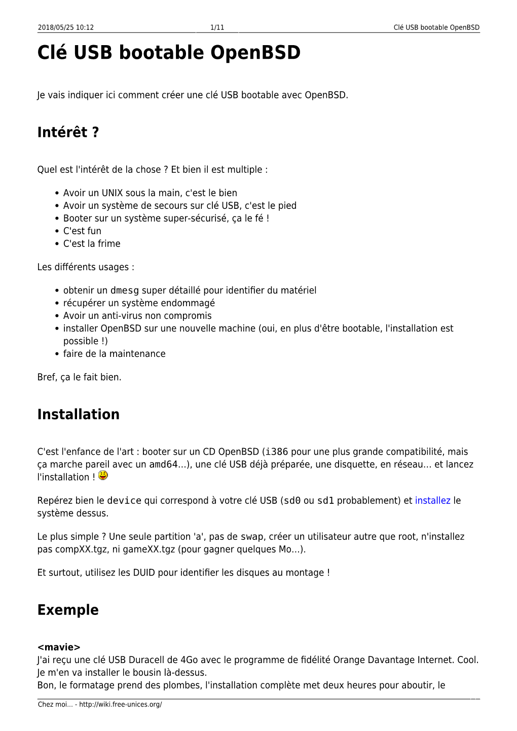 Clé USB Bootable Openbsd Clé USB Bootable Openbsd