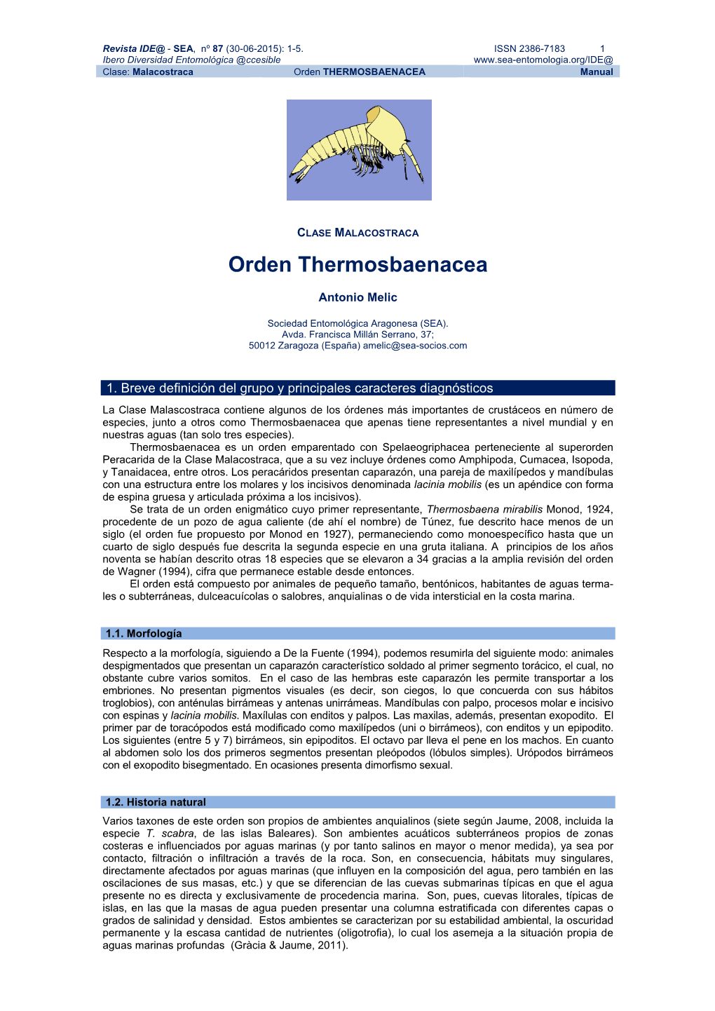 Orden THERMOSBAENACEA Manual