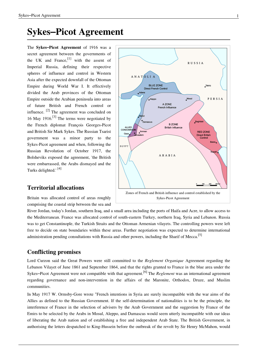 Sykes‒Picot Agreement