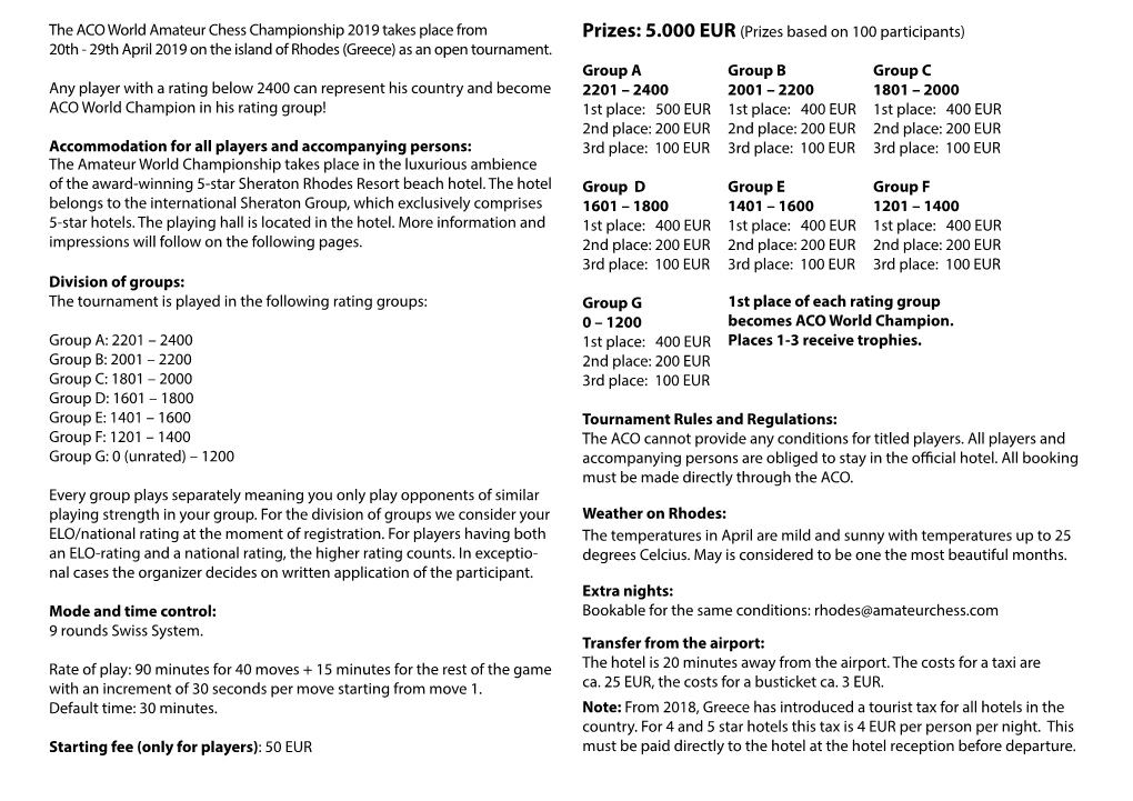 The ACO World Amateur Chess Championship