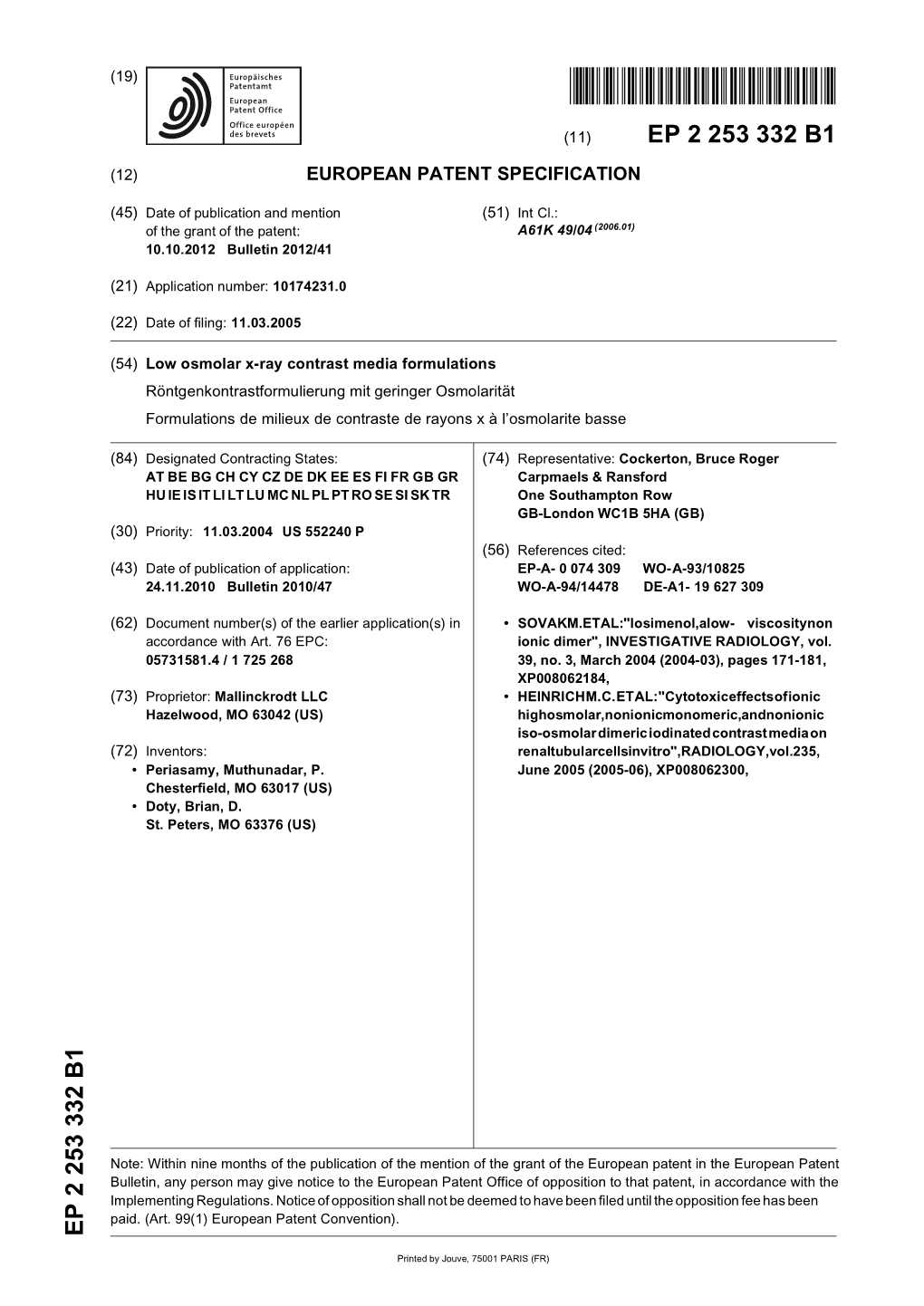 Low Osmolar X-Ray Contrast Media Formulations