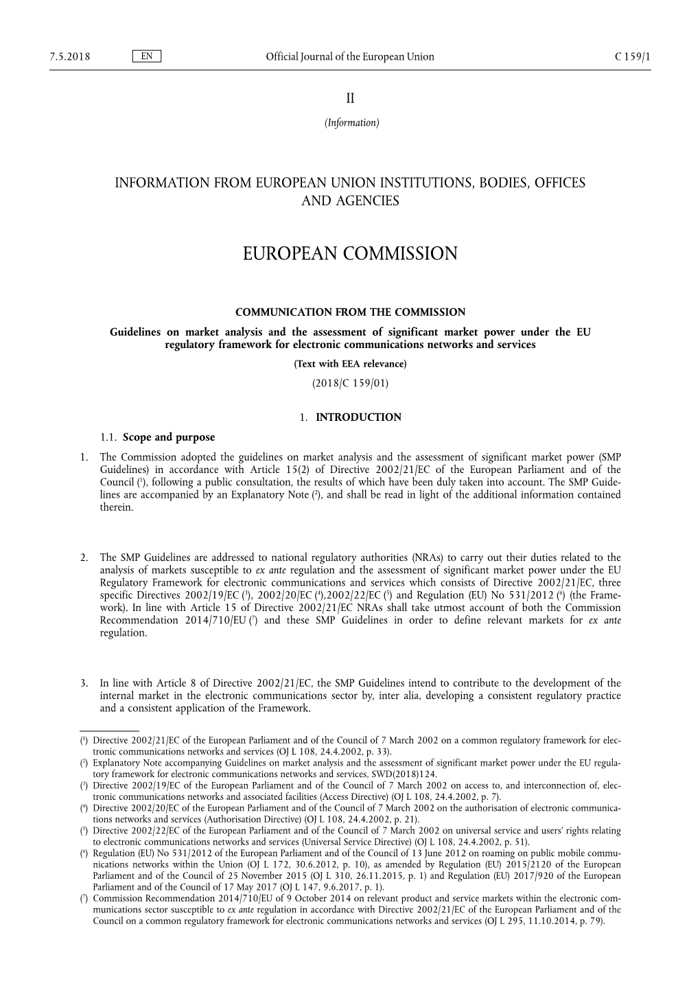 Communication from the Commission — Guidelines on Market Analysis and the Assessment of Significant Market Power Under the EU