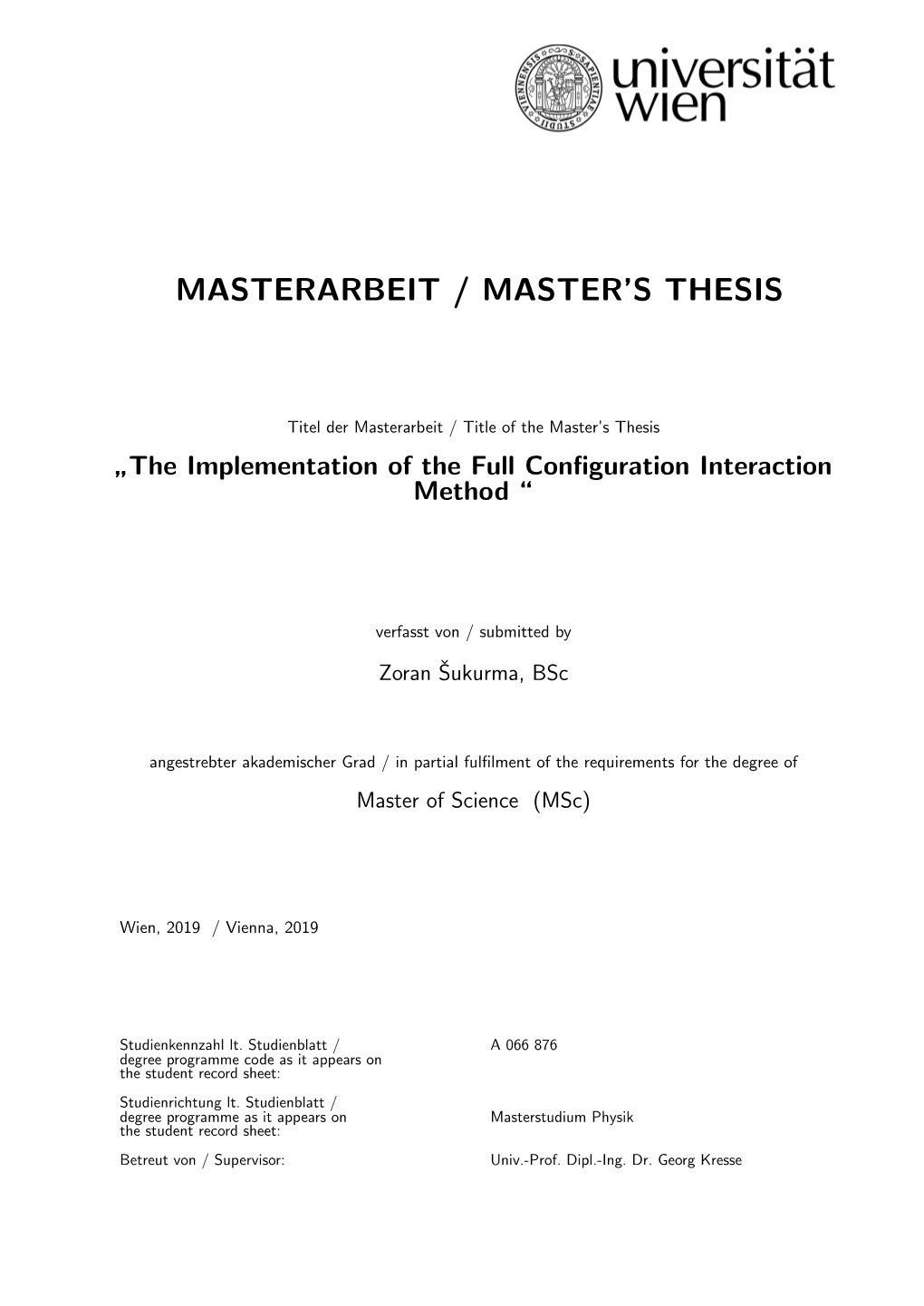 Masterarbeit / Master's Thesis