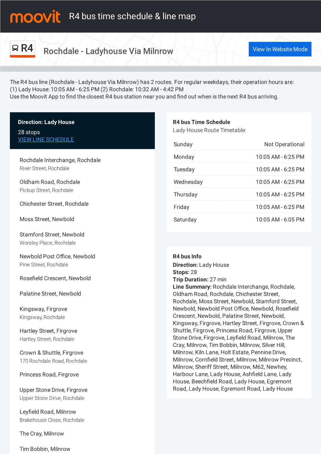 R4 Bus Time Schedule & Line Route