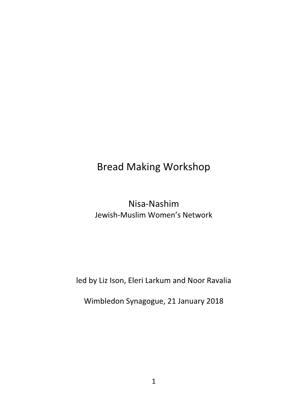 Nisa Nashim Bread Workshop Booklet