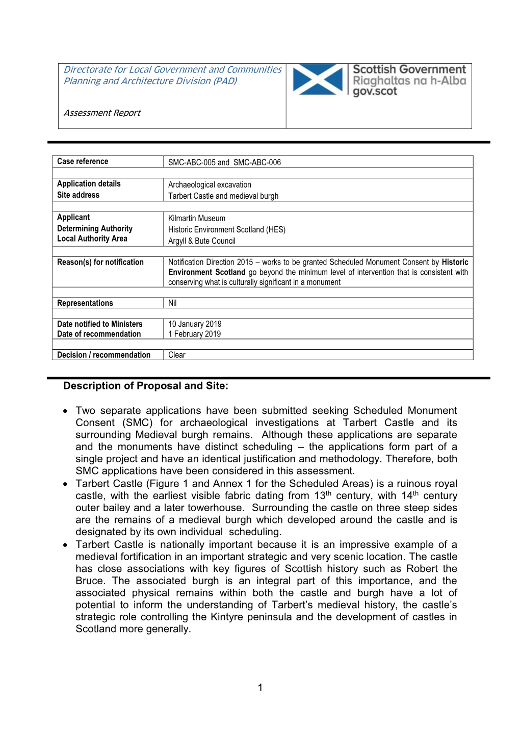 Planning and Architecture Division Assessment Report