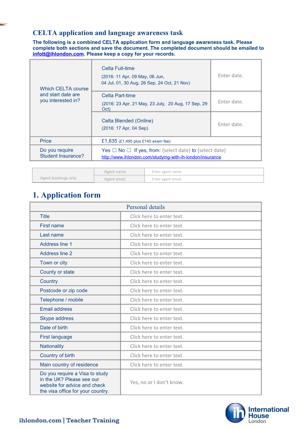 CELTA Application and Language Awareness Task