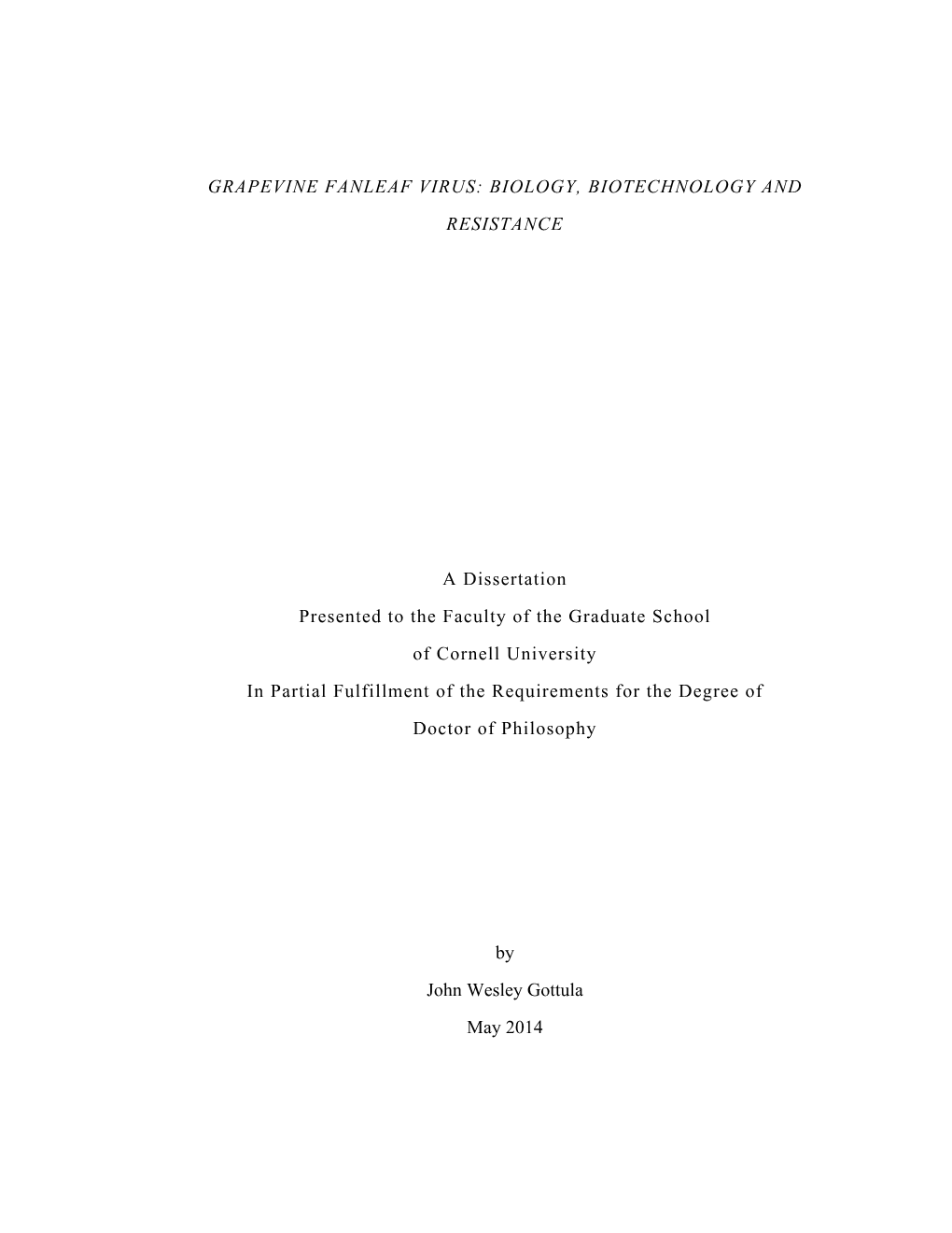 Grapevine Fanleaf Virus: Biology, Biotechnology and Resistance