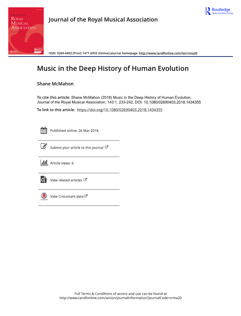 Music in the Deep History of Human Evolution