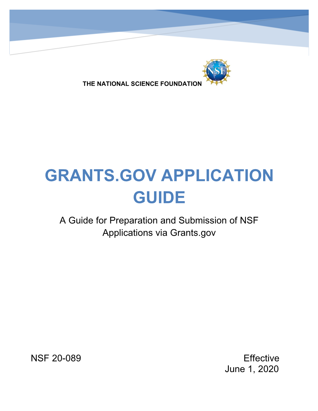 NSF Grants.Gov Application Guide