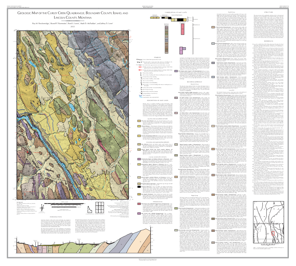 Geologic Map of the Curley Creek Quadrangle, Boundary County