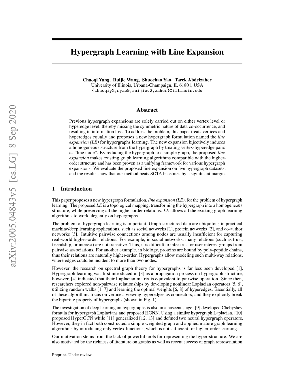 Hypergraph Learning with Line Expansion