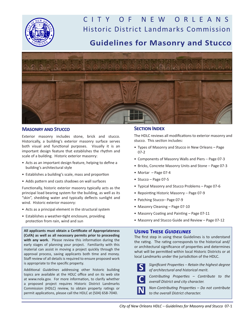 Guidelines for Masonry and Stucco