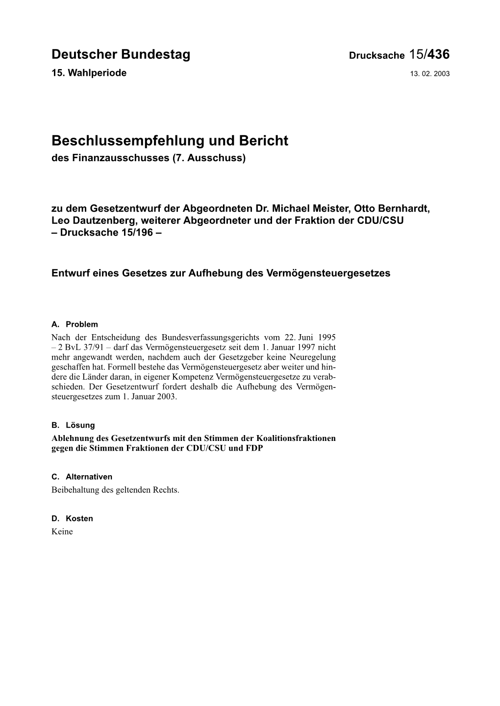 Beschlussempfehlung Und Bericht Des Finanzausschusses (7