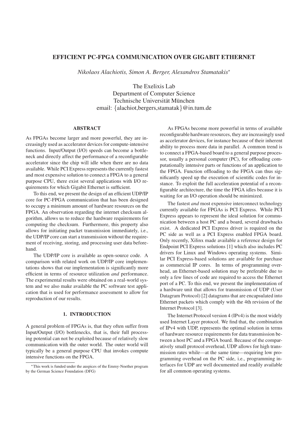 Efficient Pc-Fpga Communication Over Gigabit Ethernet