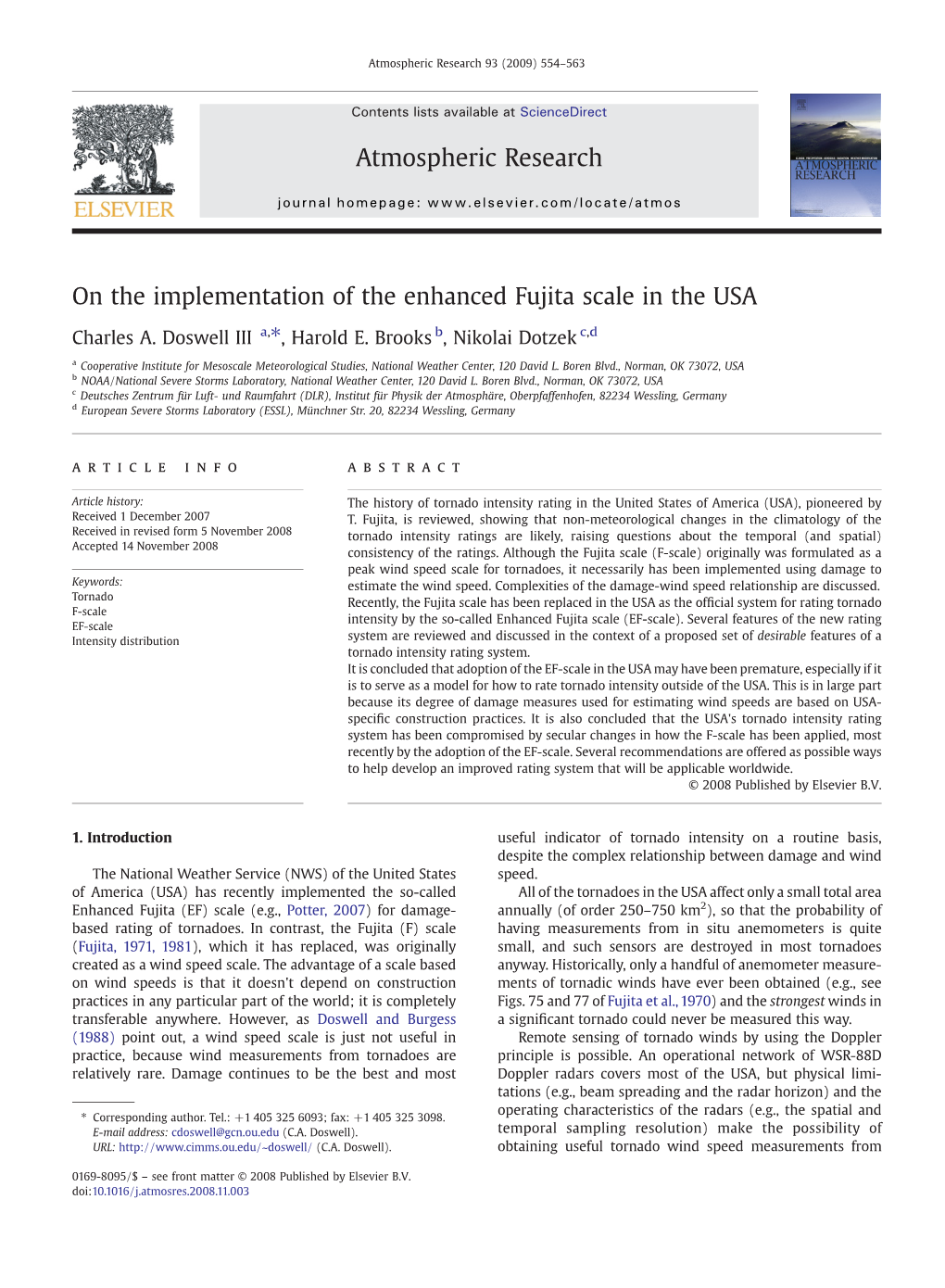 On the Implementation of the Enhanced Fujita Scale in the USA