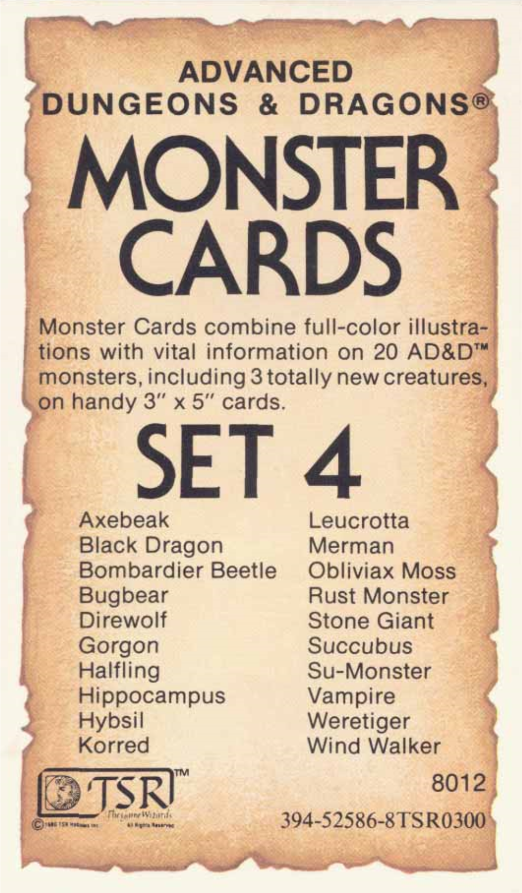 MONSTER CARDS IV - Ster Cards Combine Full-Color Tions with Vital Information on 20 Monsters, Including 3 Totally New Cr * Handy 3