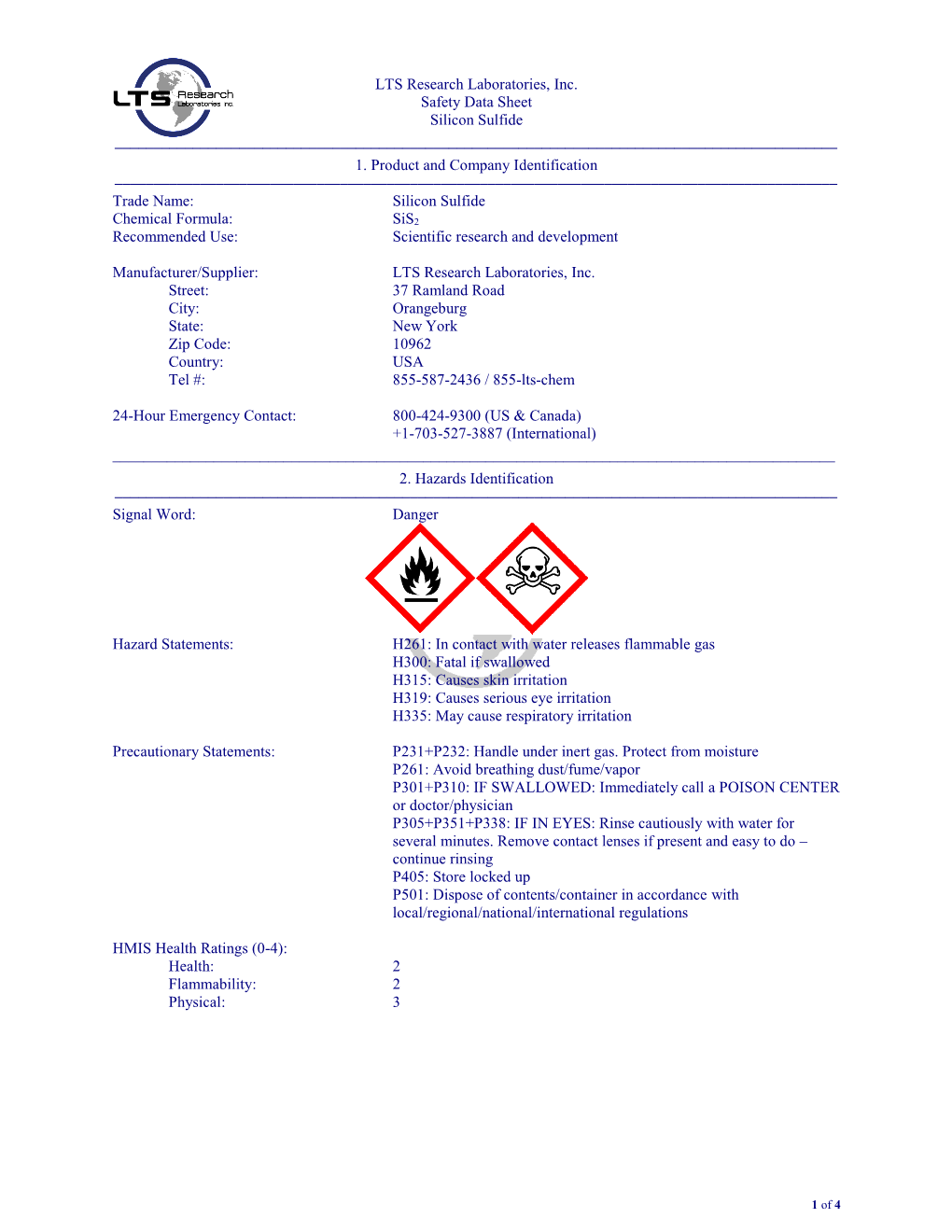 Material Safety Data Sheet