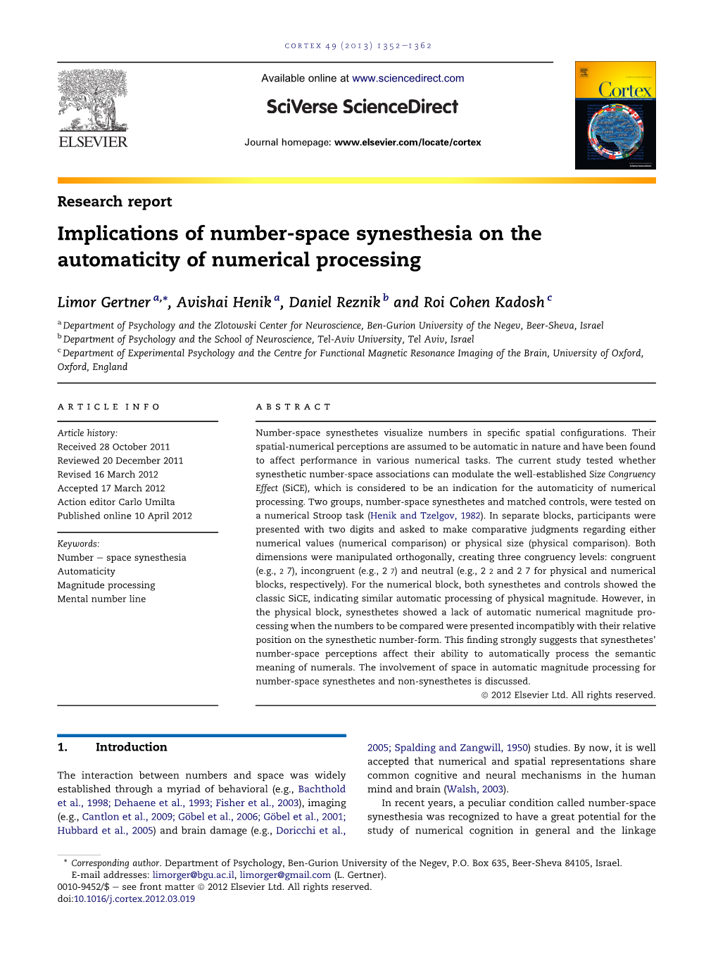 Implications of Number-Space Synesthesia on the Automaticity of Numerical Processing