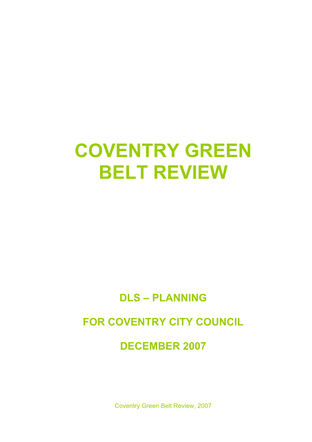 Coventry Green Belt Review