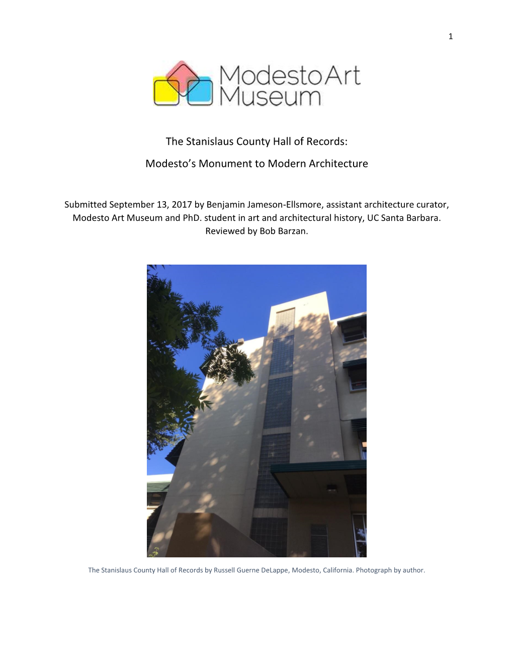 The Stanislaus County Hall of Records: Modesto’S Monument to Modern Architecture