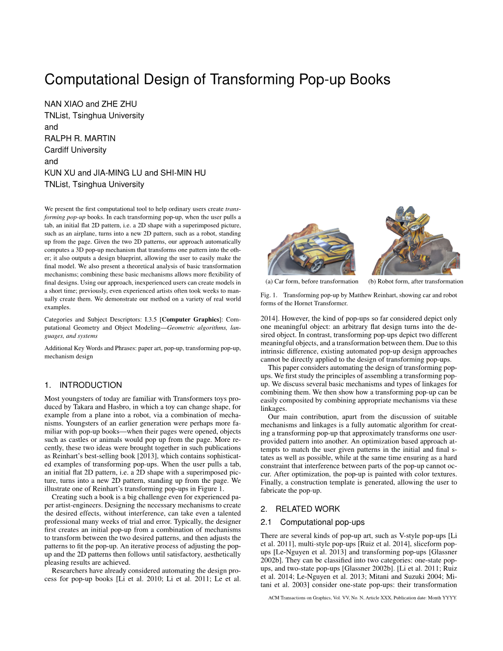 Computational Design of Transforming Pop-Up Books