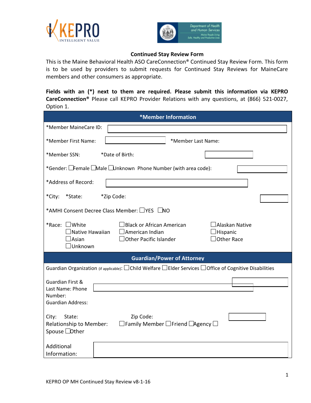 Continued Stay Review Form