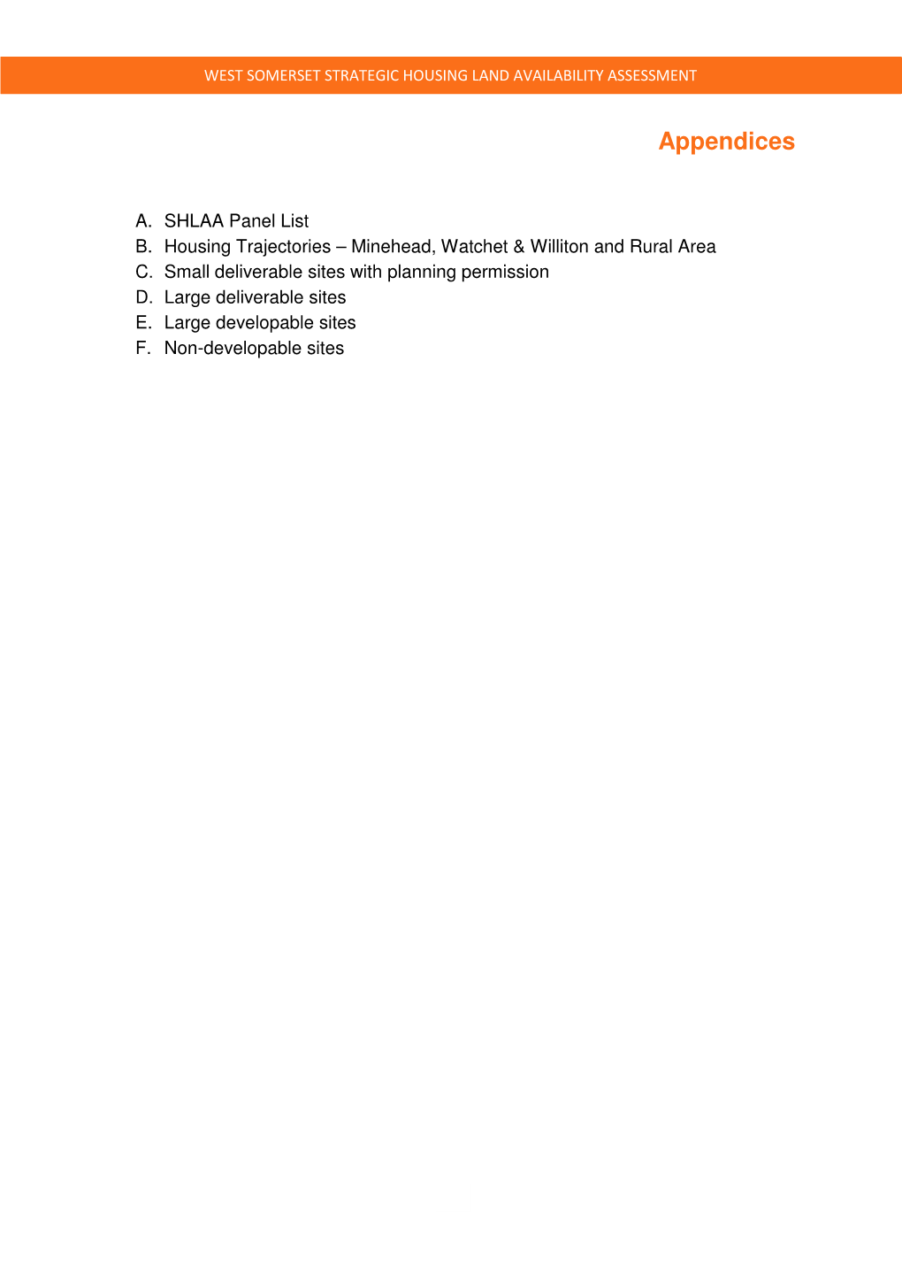 West Somerset Strategic Housing Land Availability Assessment