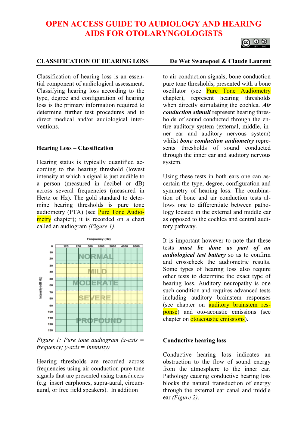 CLASSIFICATION of HEARING LOSS De Wet Swanepoel & Claude Laurent