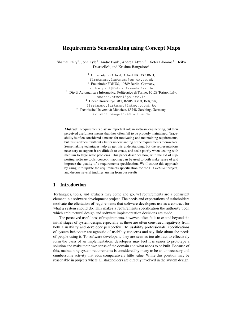 Requirements Sensemaking Using Concept Maps