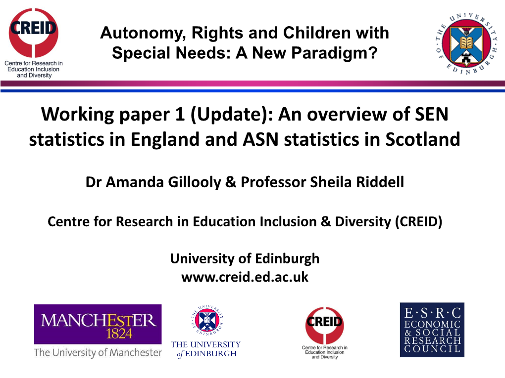 An Overview of SEN Statistics in England and ASN Statistics in Scotland