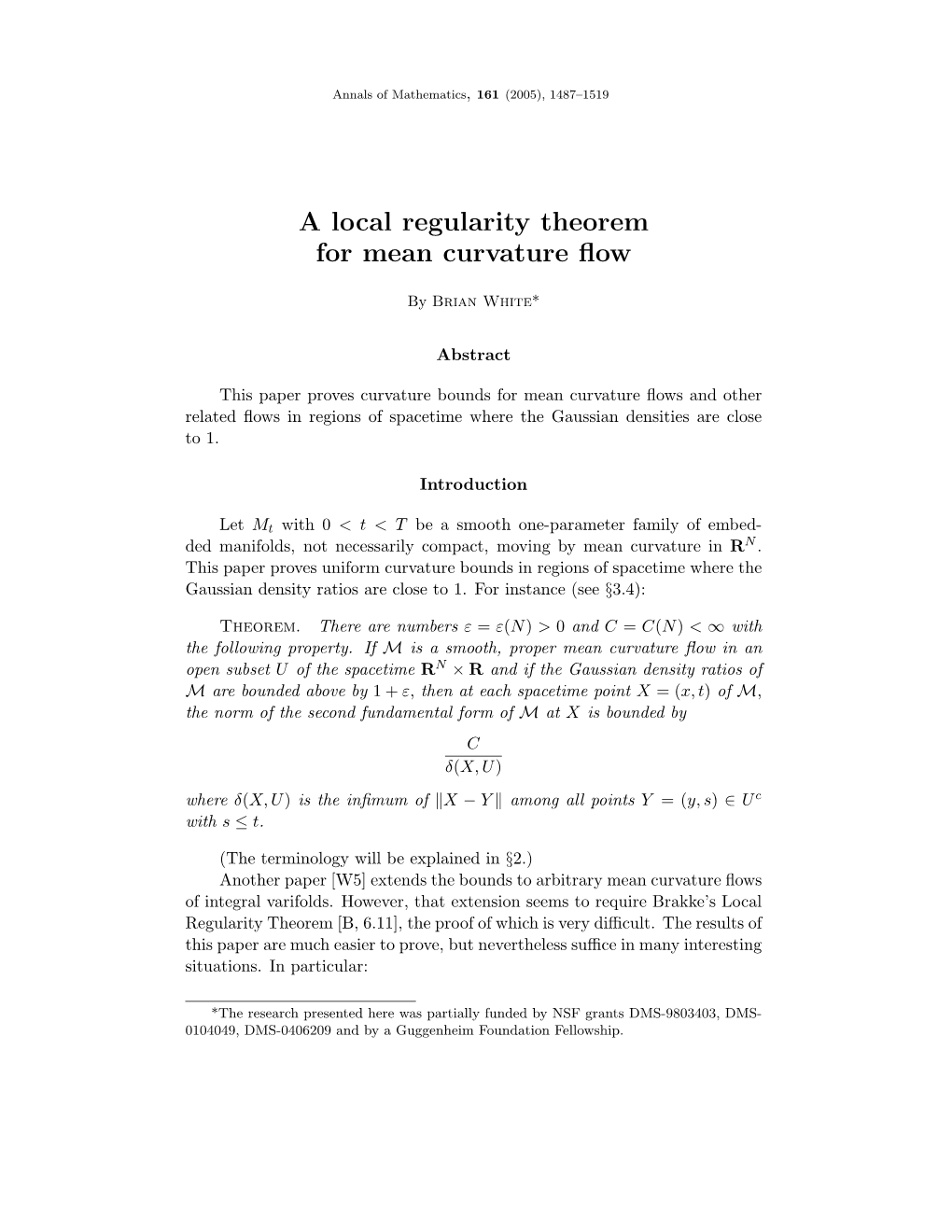 A Local Regularity Theorem for Mean Curvature Flow