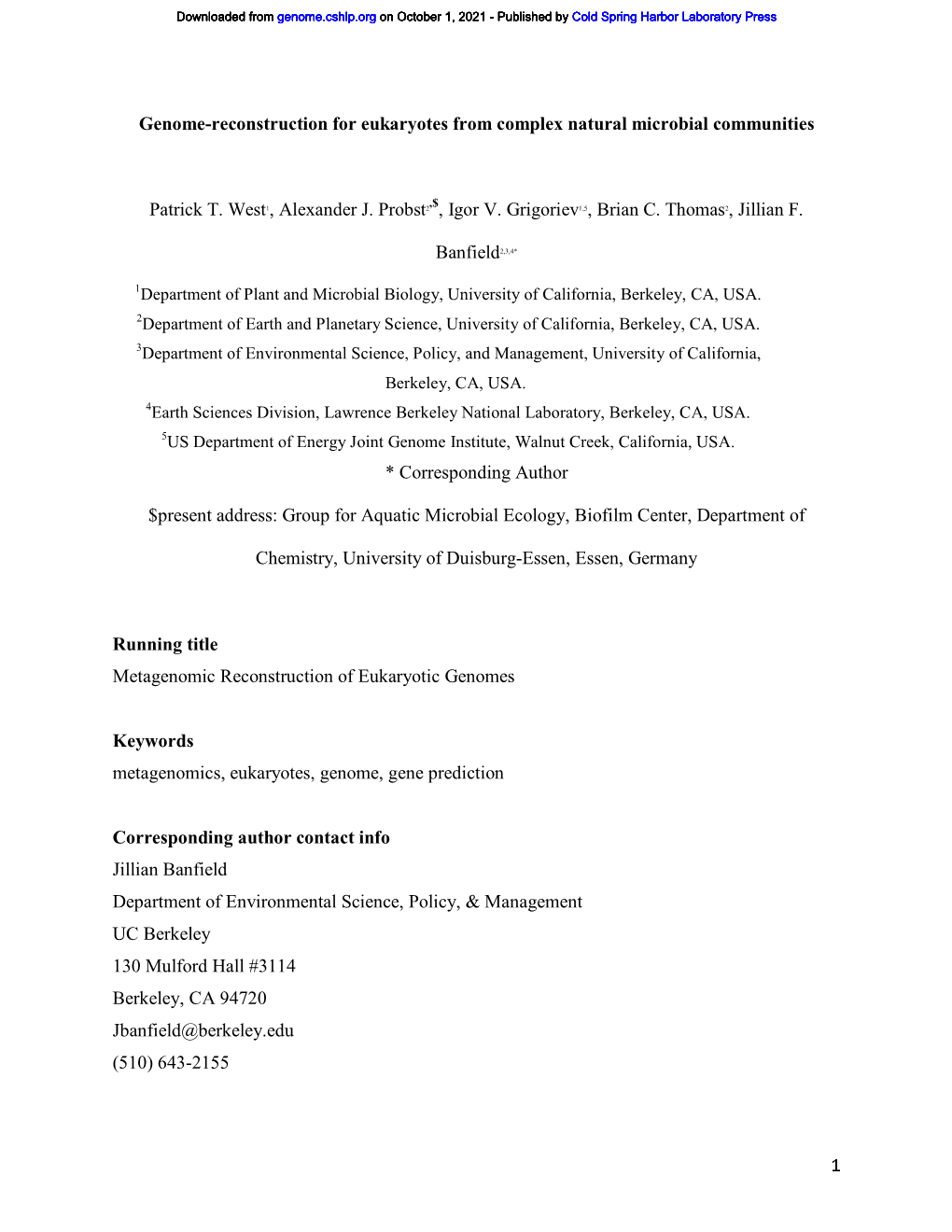 Genome-Reconstruction for Eukaryotes from Complex Natural Microbial Communities