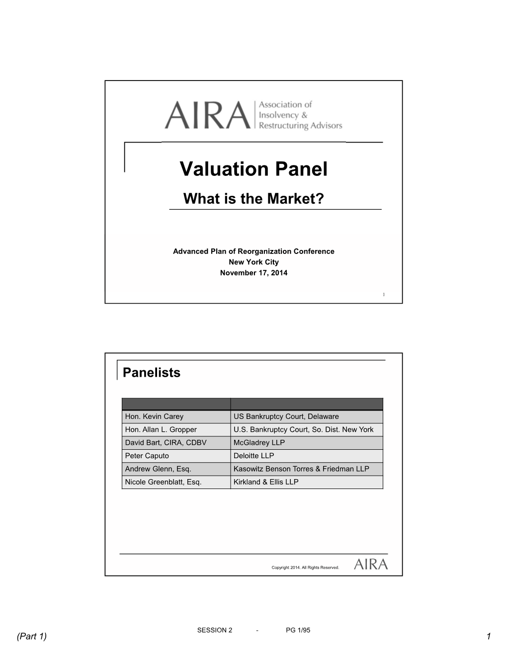 Valuation Panel What Is the Market?