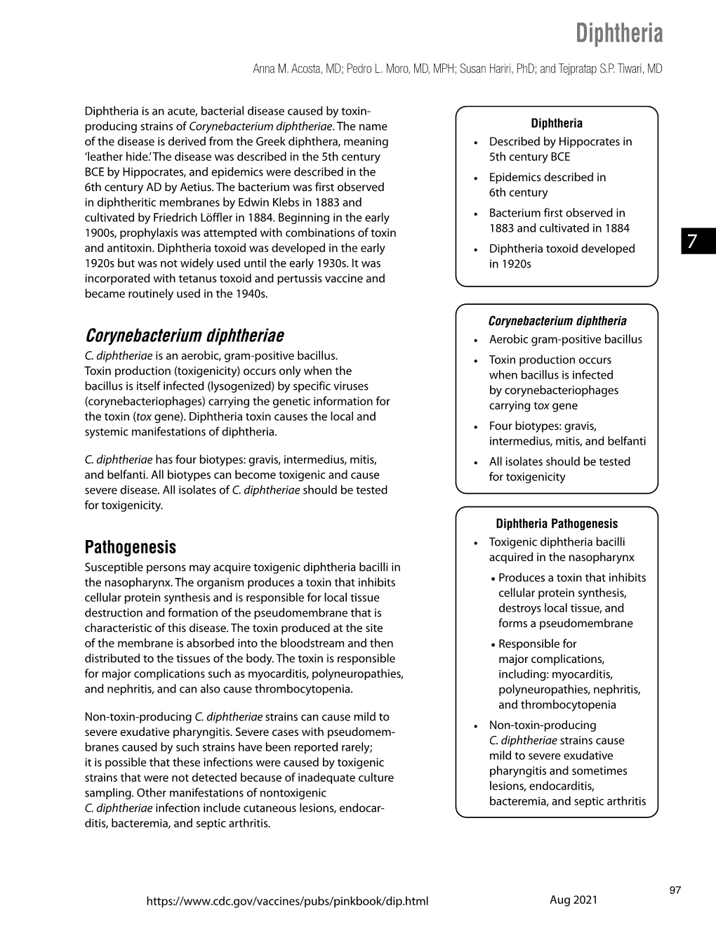 Diphtheria. In: Epidemiology and Prevention of Vaccine