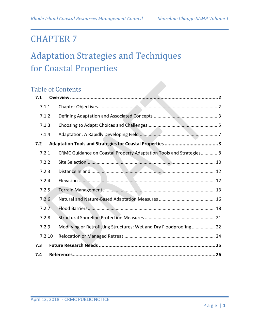 CHAPTER 7 Adaptation Strategies and Techniques for Coastal Properties