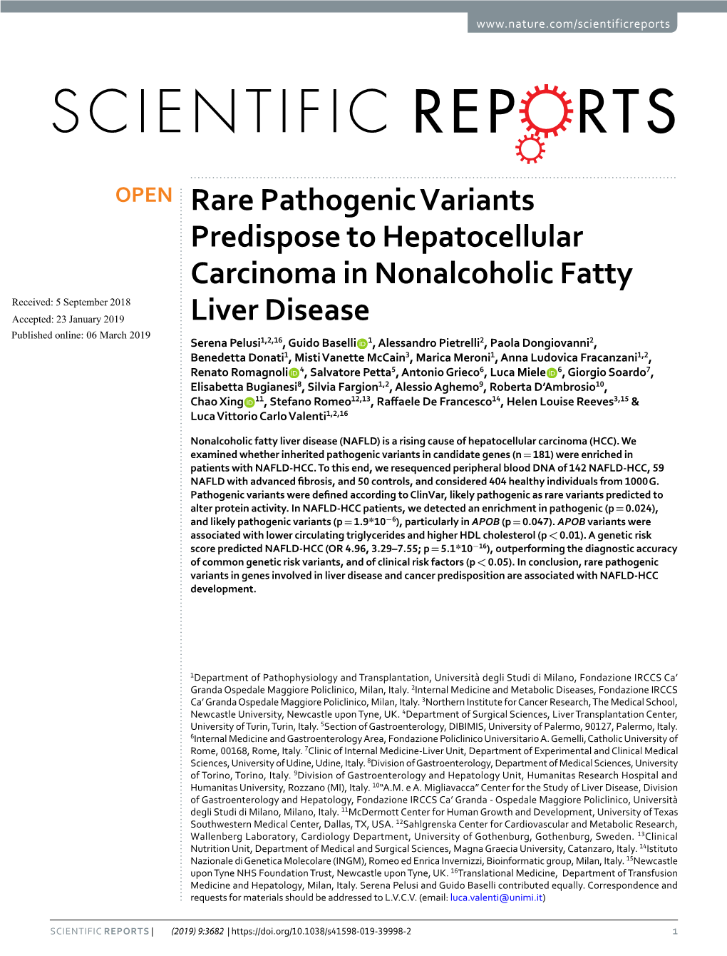 Rare Pathogenic Variants Predispose to Hepatocellular Carcinoma In