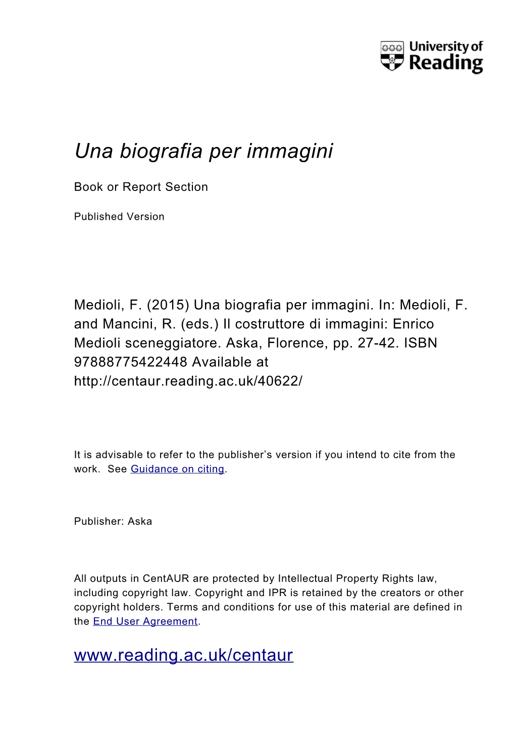 Una Biografia Per Immagini