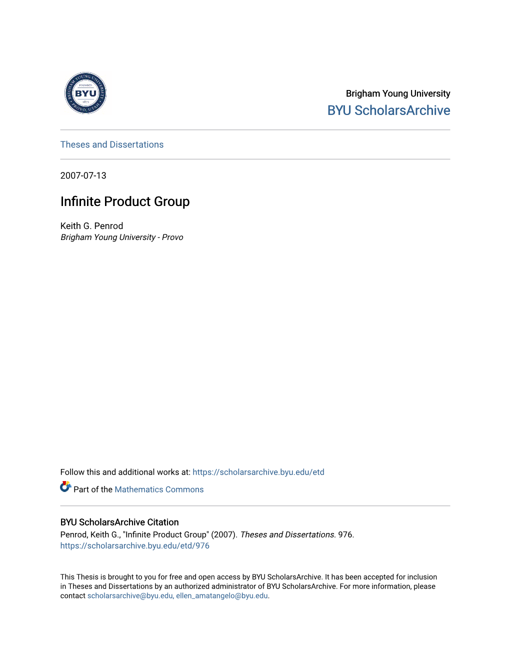 Infinite Product Group