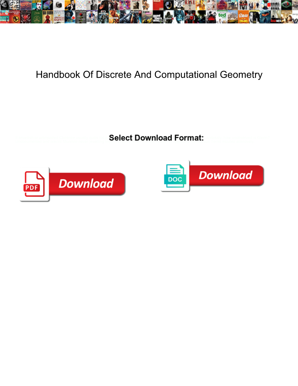 Handbook of Discrete and Computational Geometry