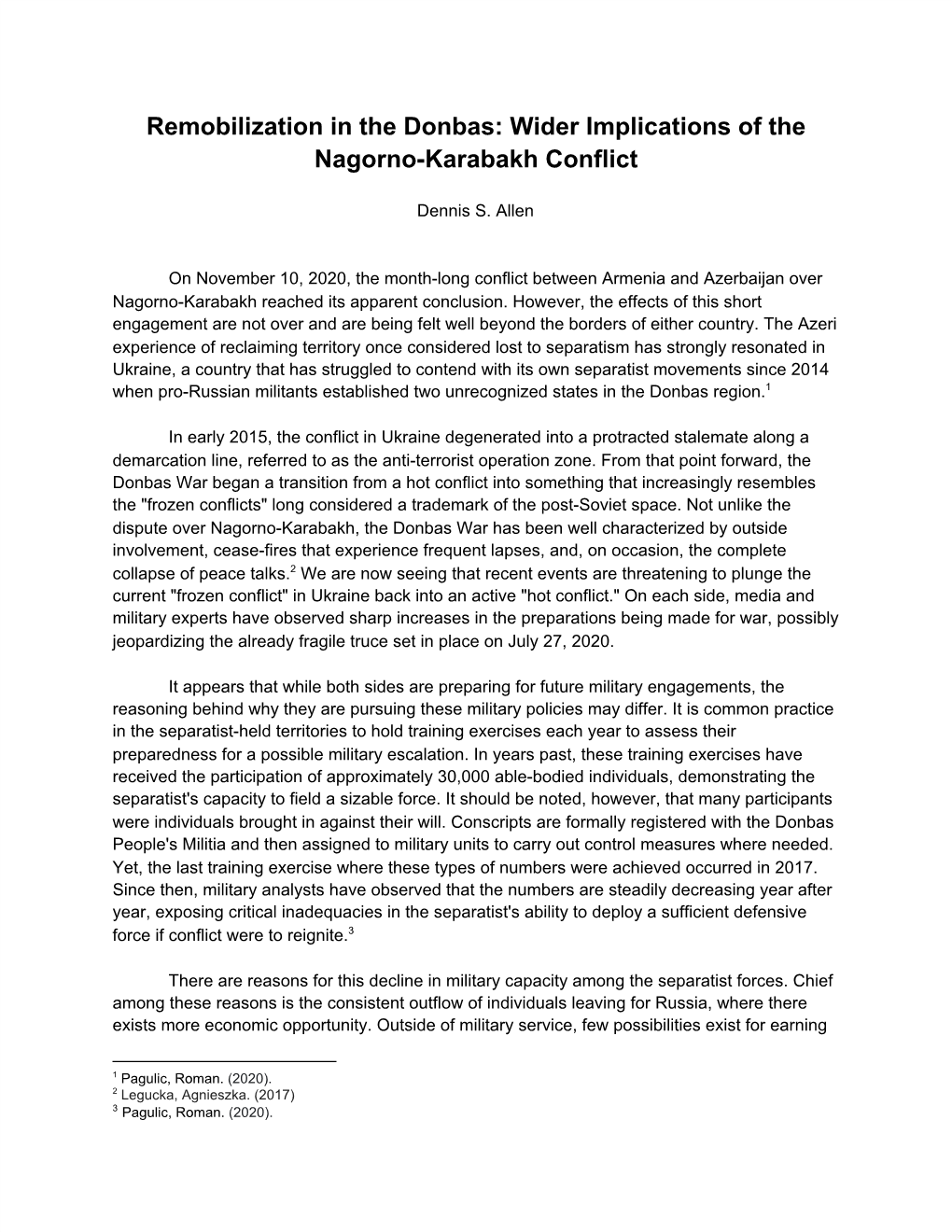 Wider Implications of the Nagorno-Karabakh Conflict